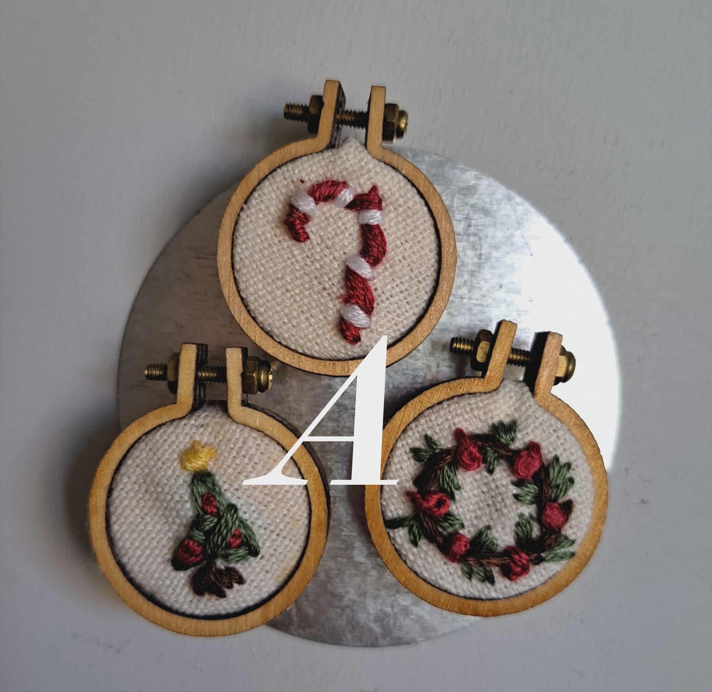 Handcrafted Embroidery Holiday Magnet Set