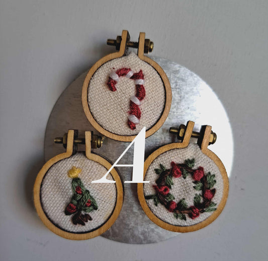 Handcrafted Embroidery Holiday Magnet Set