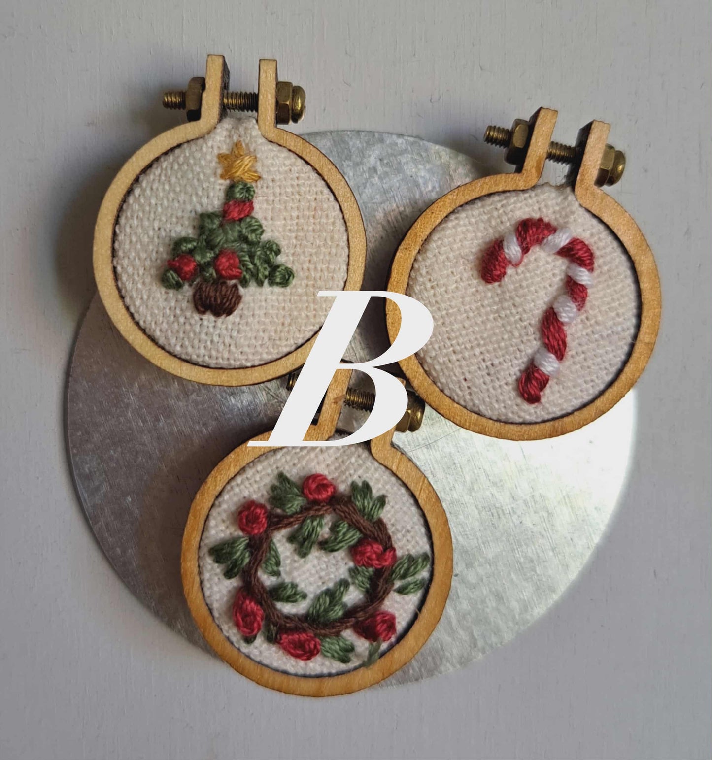 Handcrafted Embroidery Holiday Magnet Set
