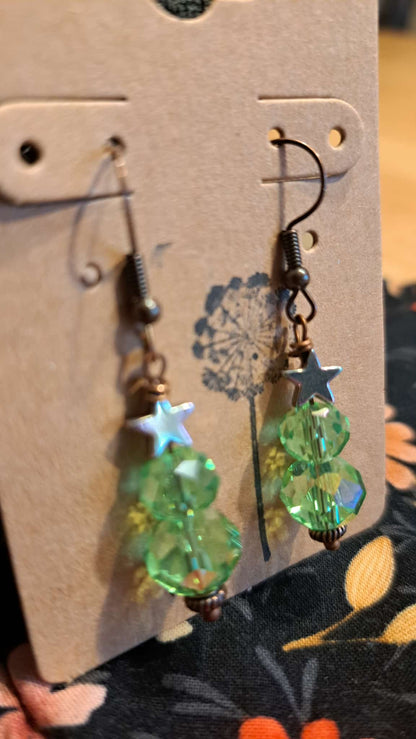 Handcrafted Holiday Tree Dangle Earrings
