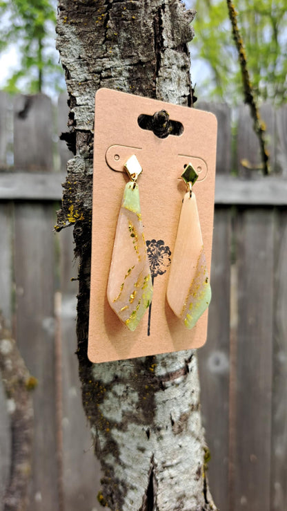 Agate Effect Polymer Clay Dangle Earrings (A)