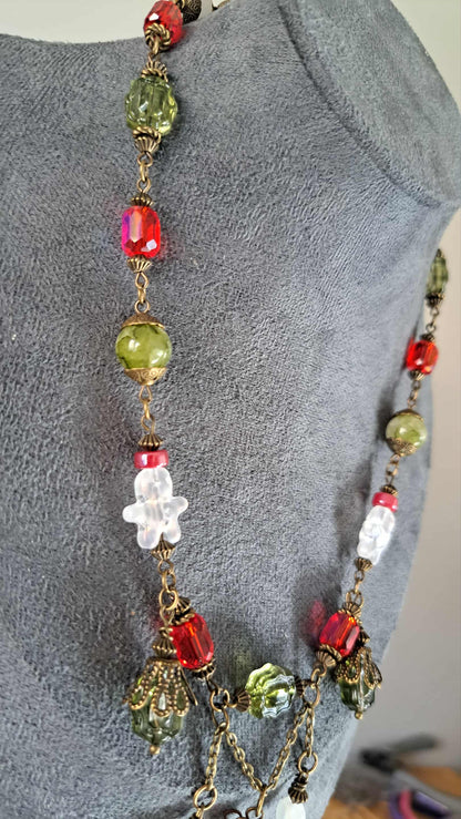 Handcrafted "Jolly Gingerbread" Bead Necklace