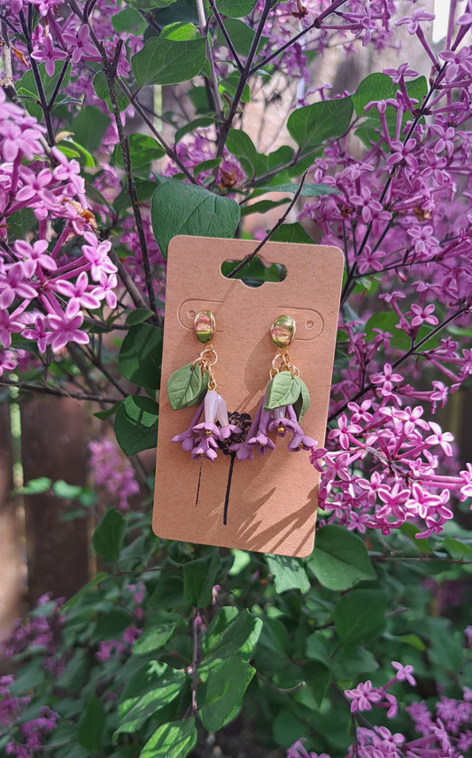 "Syringa~Dark Purple Lilac" Dangle Earrings