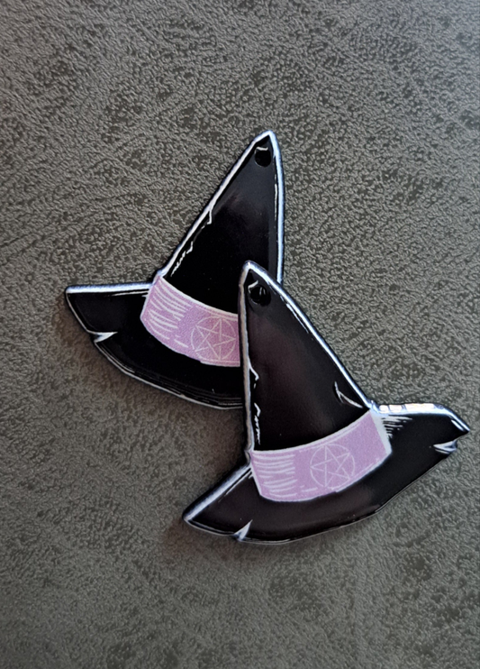 Acrylic "Pentagram Hat" Earrings