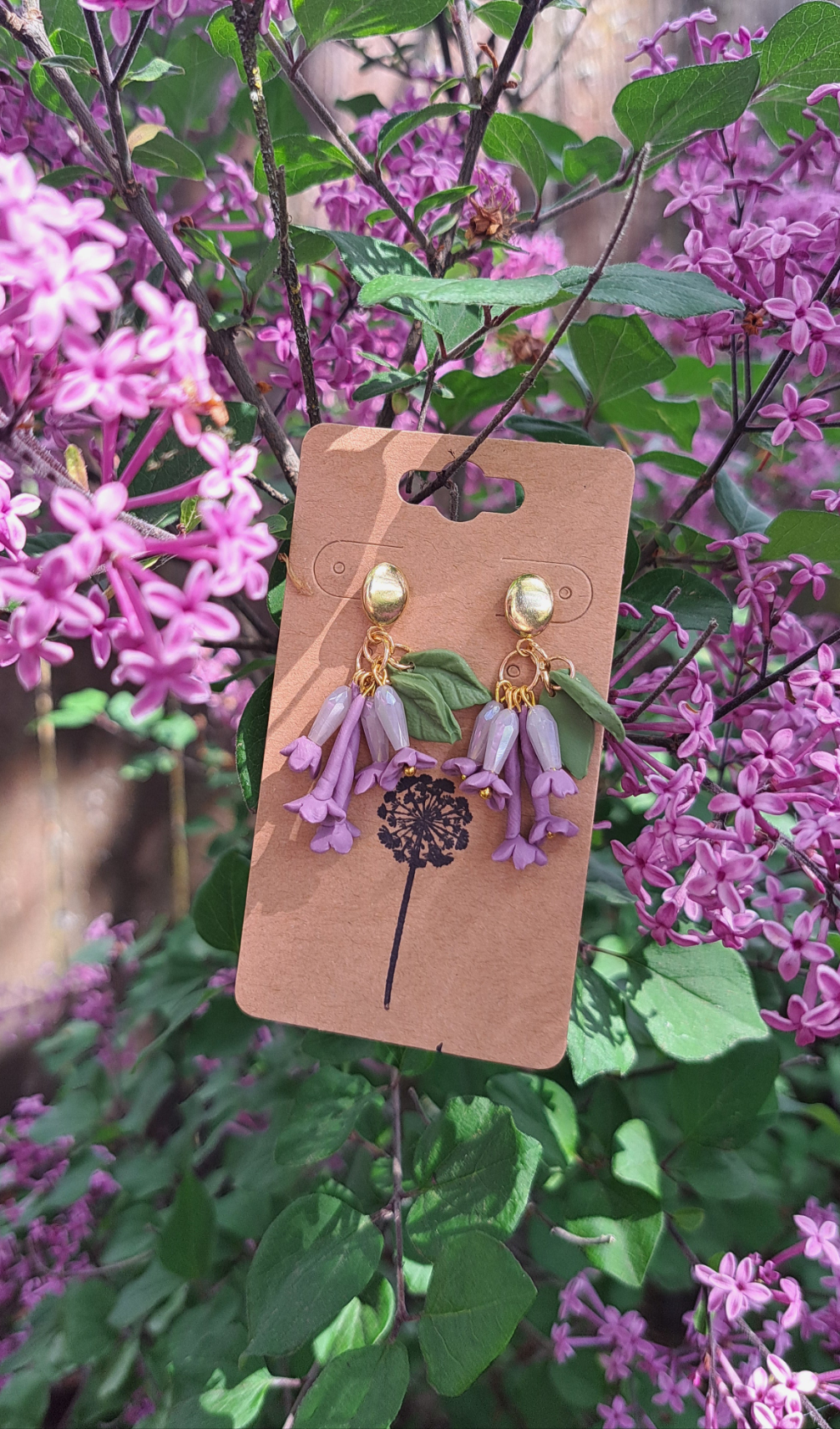 "Syringa~Dark Purple Lilac" Dangle Earrings
