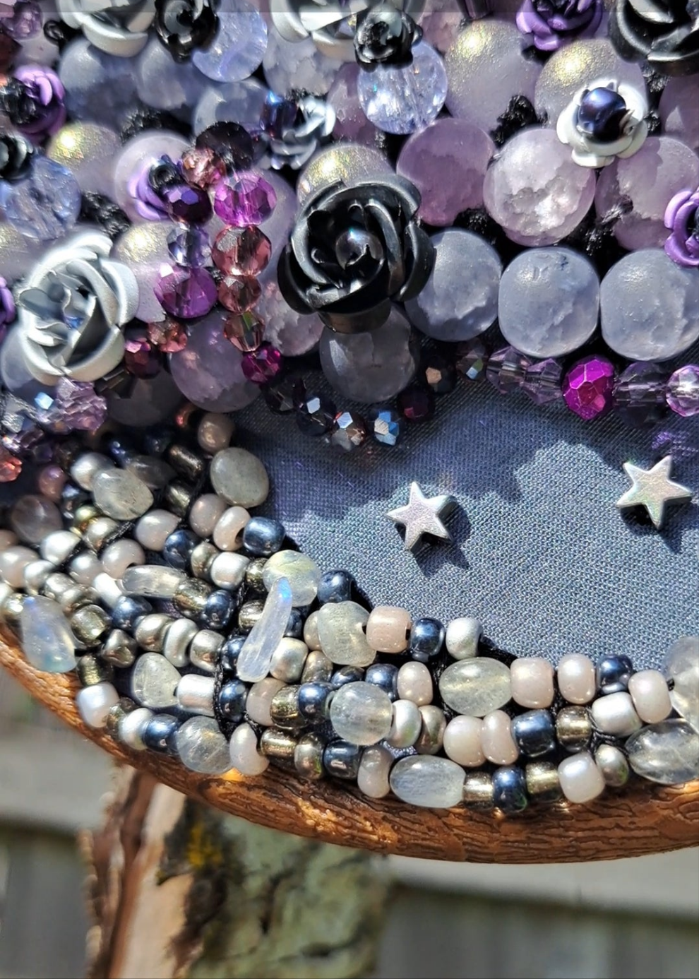 "Stormy Night" Handcrafted Bead Embroidery Wall Hanger