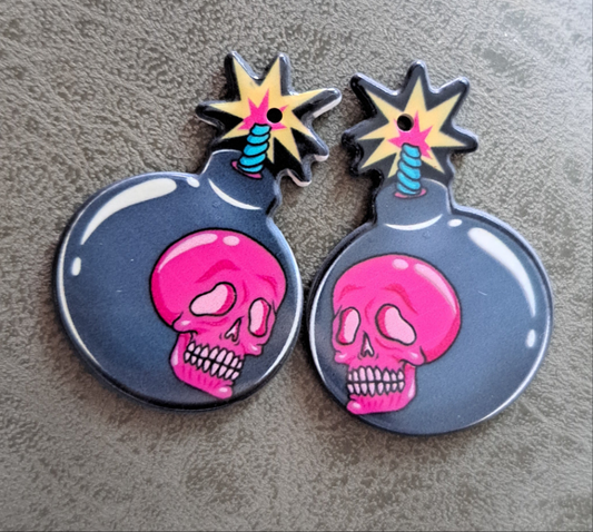 Acrylic  "Skull Bomb" Earrings