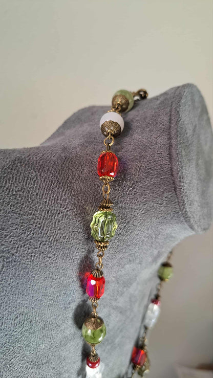 Handcrafted "Jolly Gingerbread" Bead Necklace