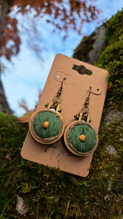 Handcrafted "Hobbit Doors" Embroidered Earrings