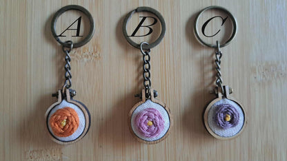 Handcrafted Embroidered Flower Keychain