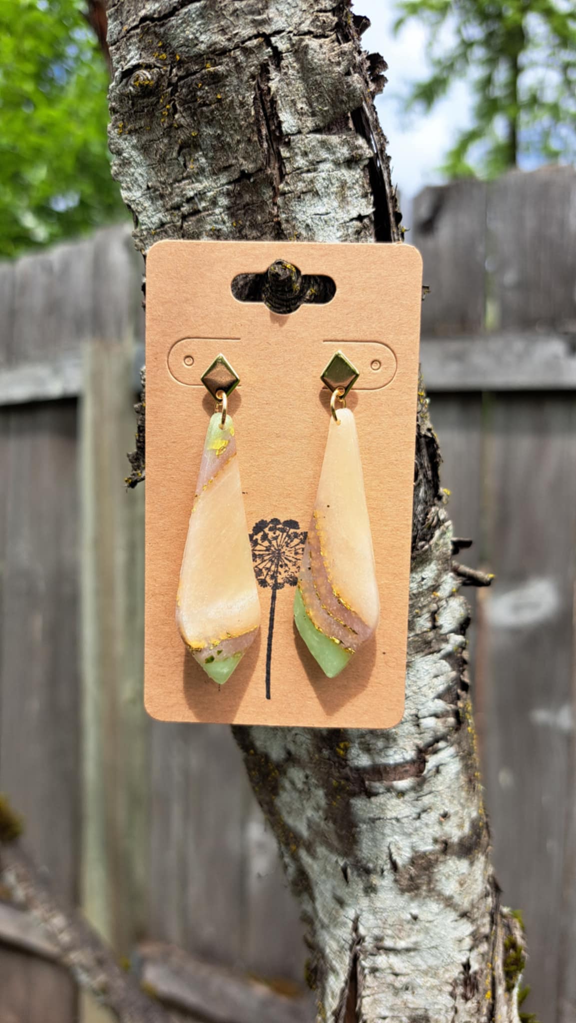 Agate Effect Polymer Clay Dangle Earrings (A)