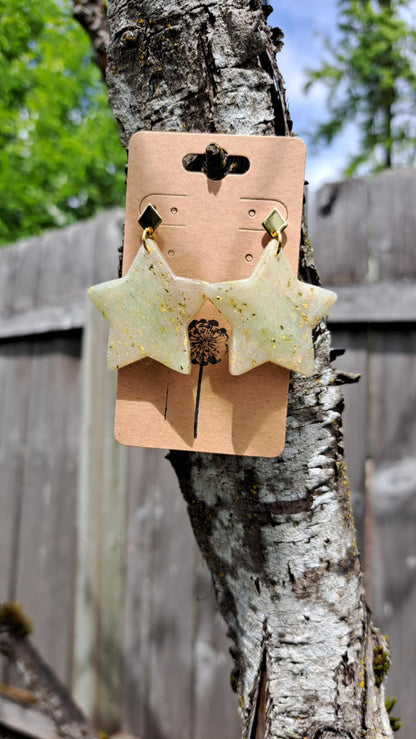 Sparkling Star Polymer Clay Dangle Earrings (D)