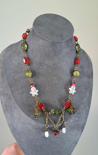 Handcrafted "Jolly Gingerbread" Bead Necklace
