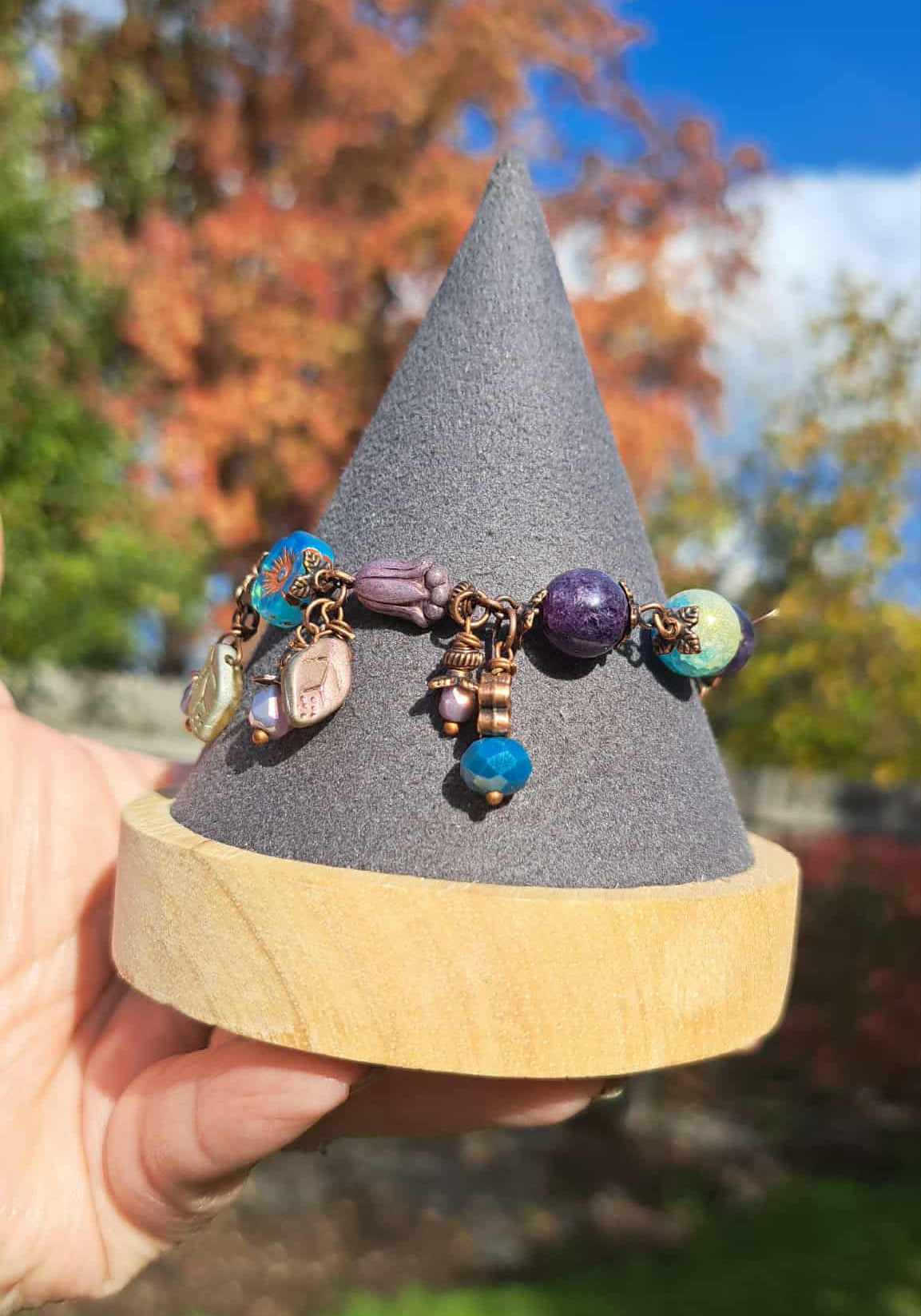 Handcrafted Purple/Teal Bead Bracelet