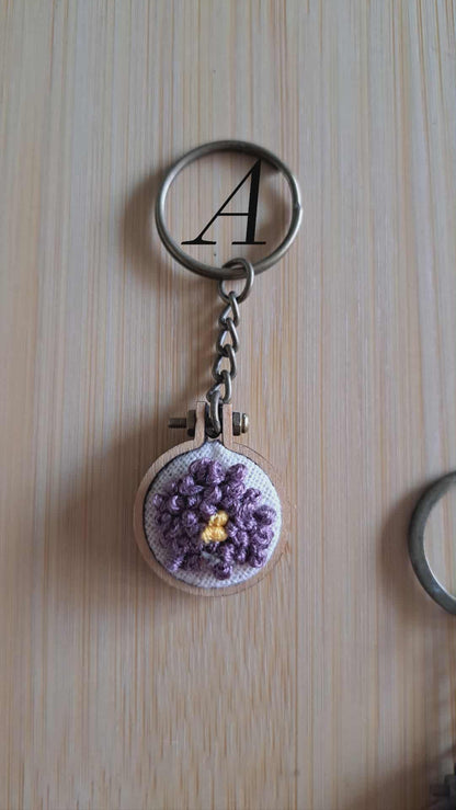 Handcrafted Embroidered Flower Keychains