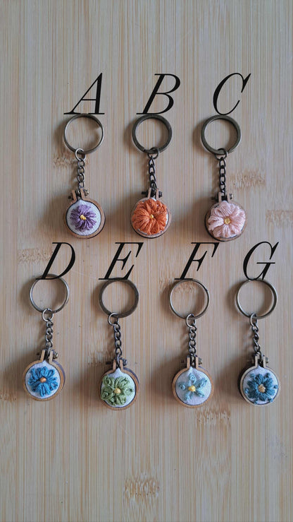 Handcrafted Embroidered Random Flower Keychain