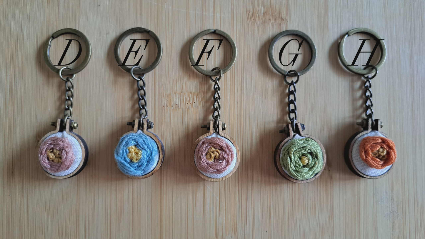 Handcrafted Embroidered Flower Keychain