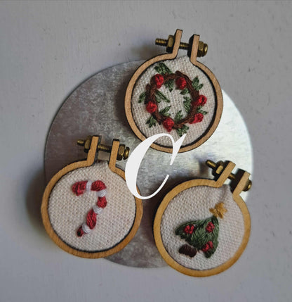 Handcrafted Embroidery Holiday Magnet Set