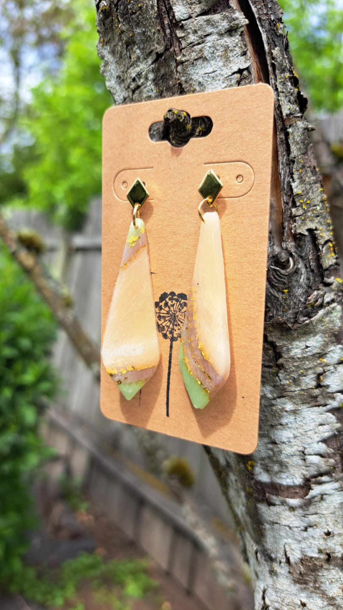 Agate Effect Polymer Clay Dangle Earrings (A)