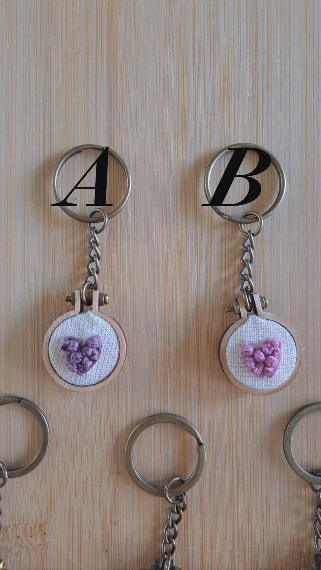 Handcrafted Embroidered Heart Keychain
