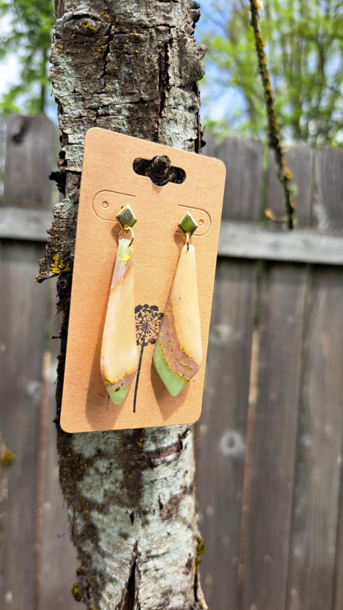 Agate Effect Polymer Clay Dangle Earrings (A)