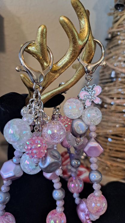 Handcrafted Pink/Silver Charm Dangle