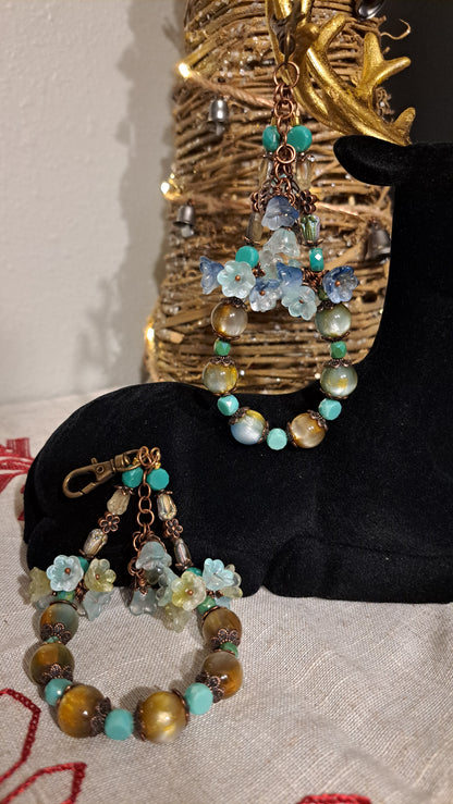 Hancrafted "Flowers In Moss" Dangle Charm/Keychains