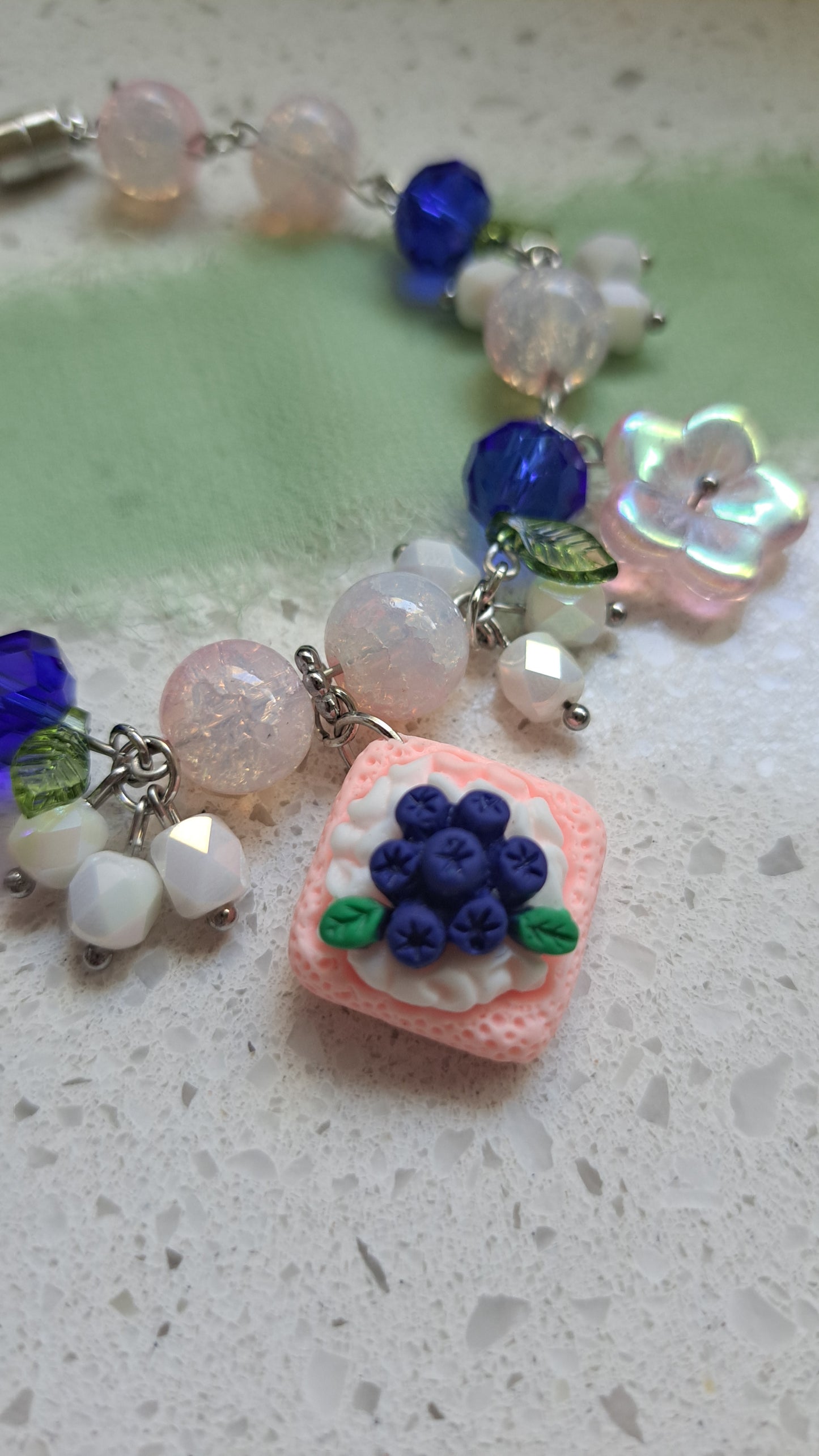 Handcrafted "Blueberry Sponge Cake" Bracelet