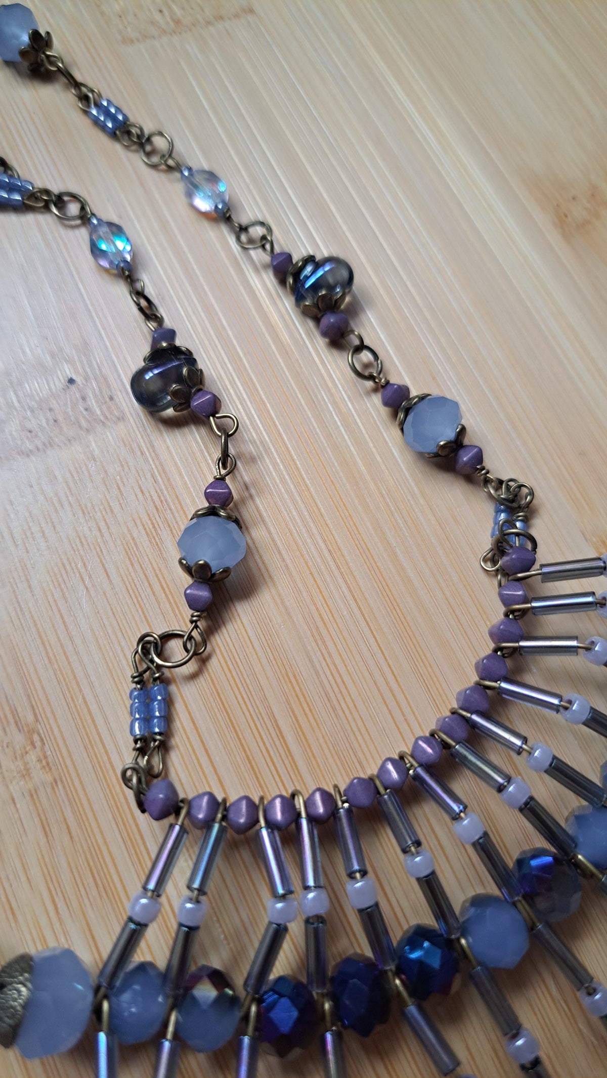 Handcrafted "Dusty Blue" Centipede Bead Necklace
