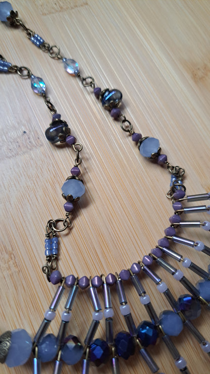 Handcrafted "Dusty Blue" Centipede Bead Necklace