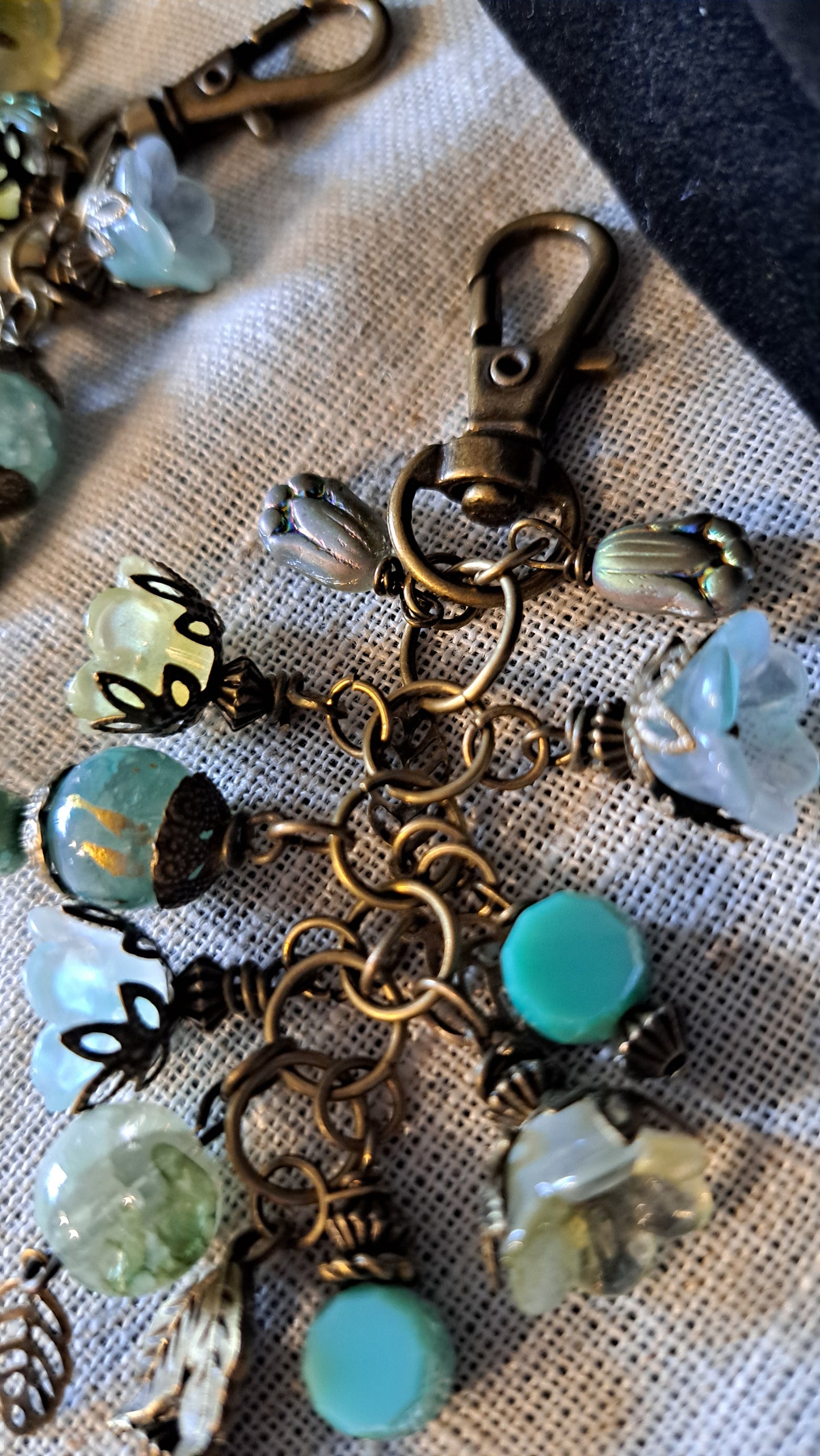 Handcrafted Mossy Flower Dangle Charms