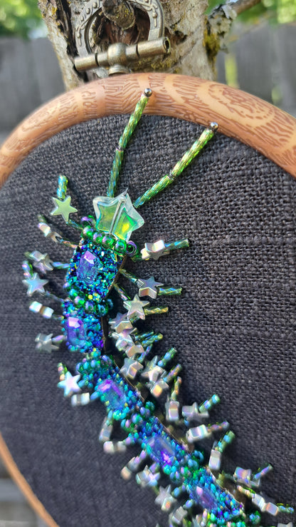 Handcrafted "Galactic Green" Centipede Wall Hanger