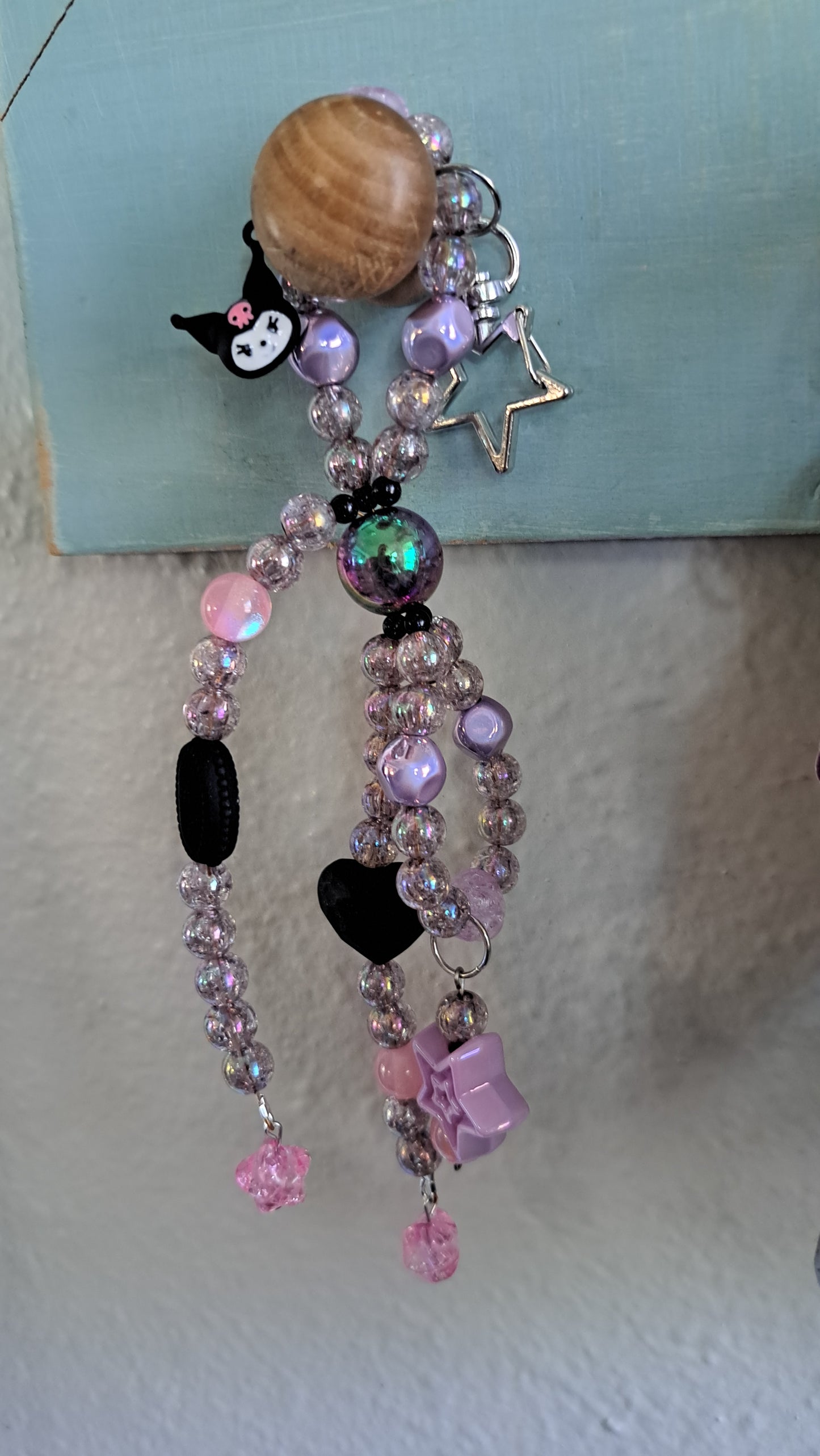 Handcrafted Purple/Black Bow Keychain