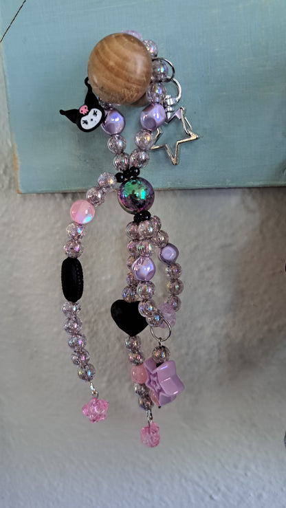 Handcrafted Purple/Black Bow Keychain