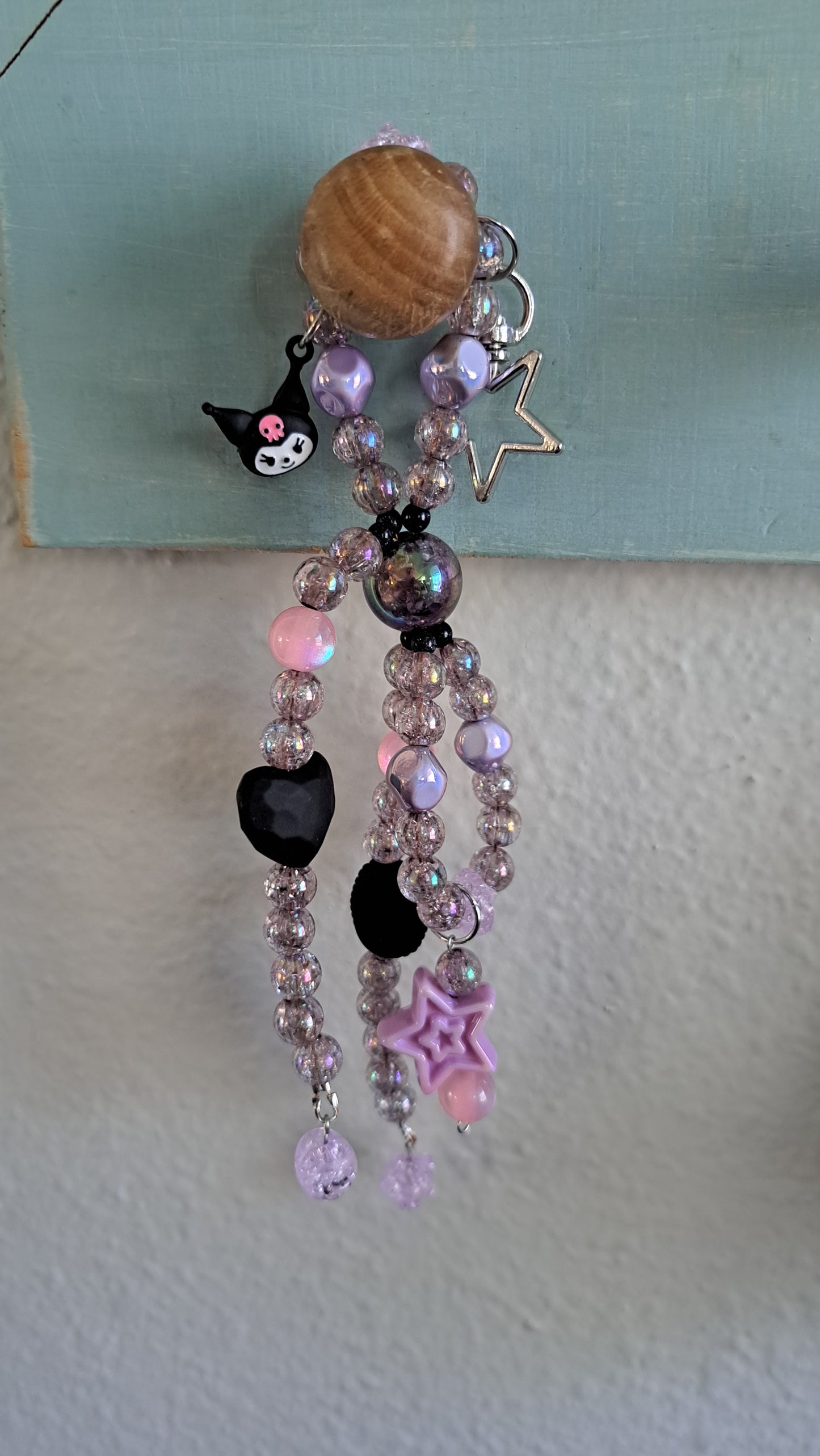 Handcrafted Purple/Black Bow Keychain