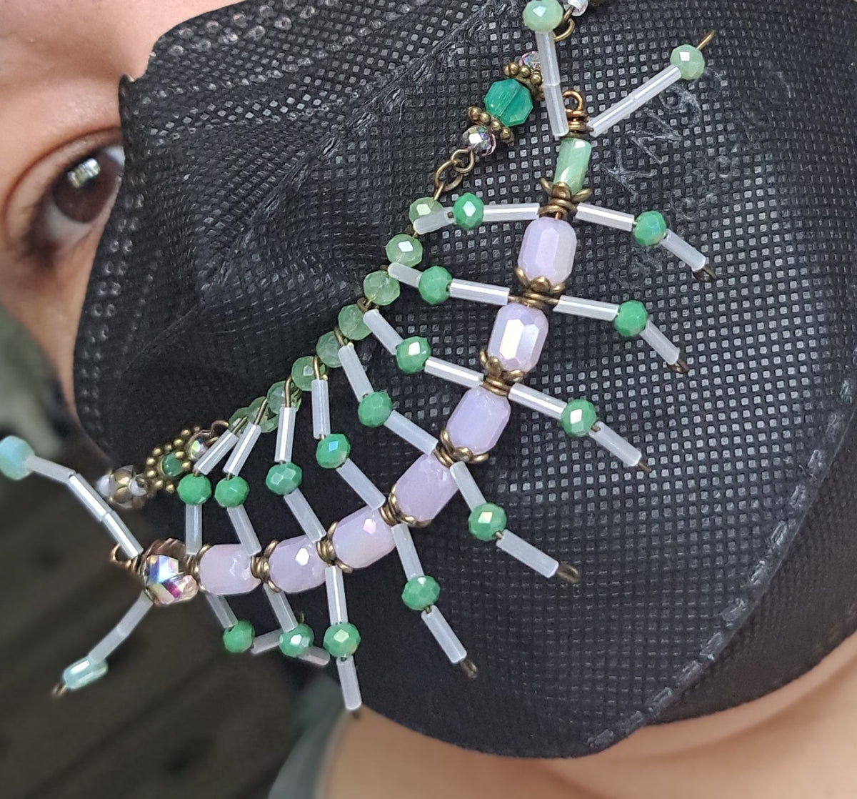 Handcrafted "Sweet Pea Maskipede" Mask Chain