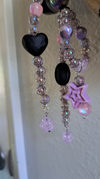 Handcrafted Purple/Black Bow Keychain