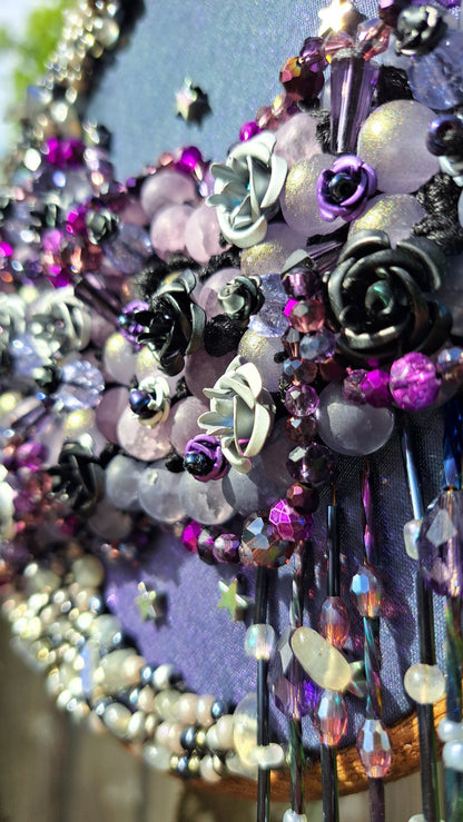 "Stormy Night" Handcrafted Bead Embroidery Wall Hanger