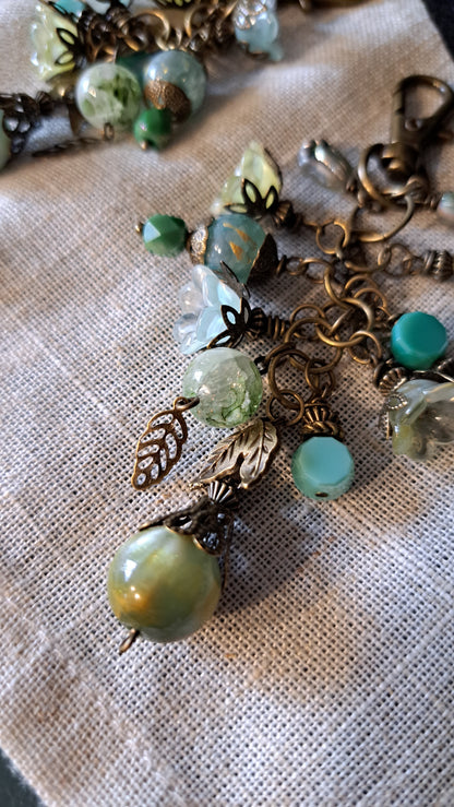 Handcrafted Mossy Flower Dangle Charms