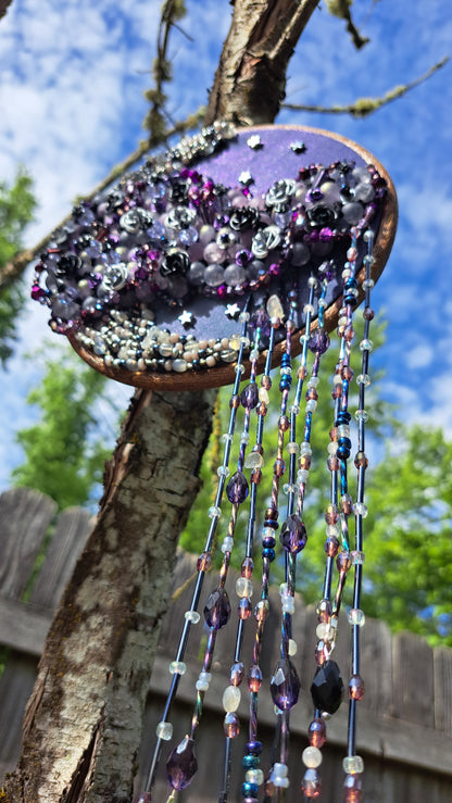"Stormy Night" Handcrafted Bead Embroidery Wall Hanger