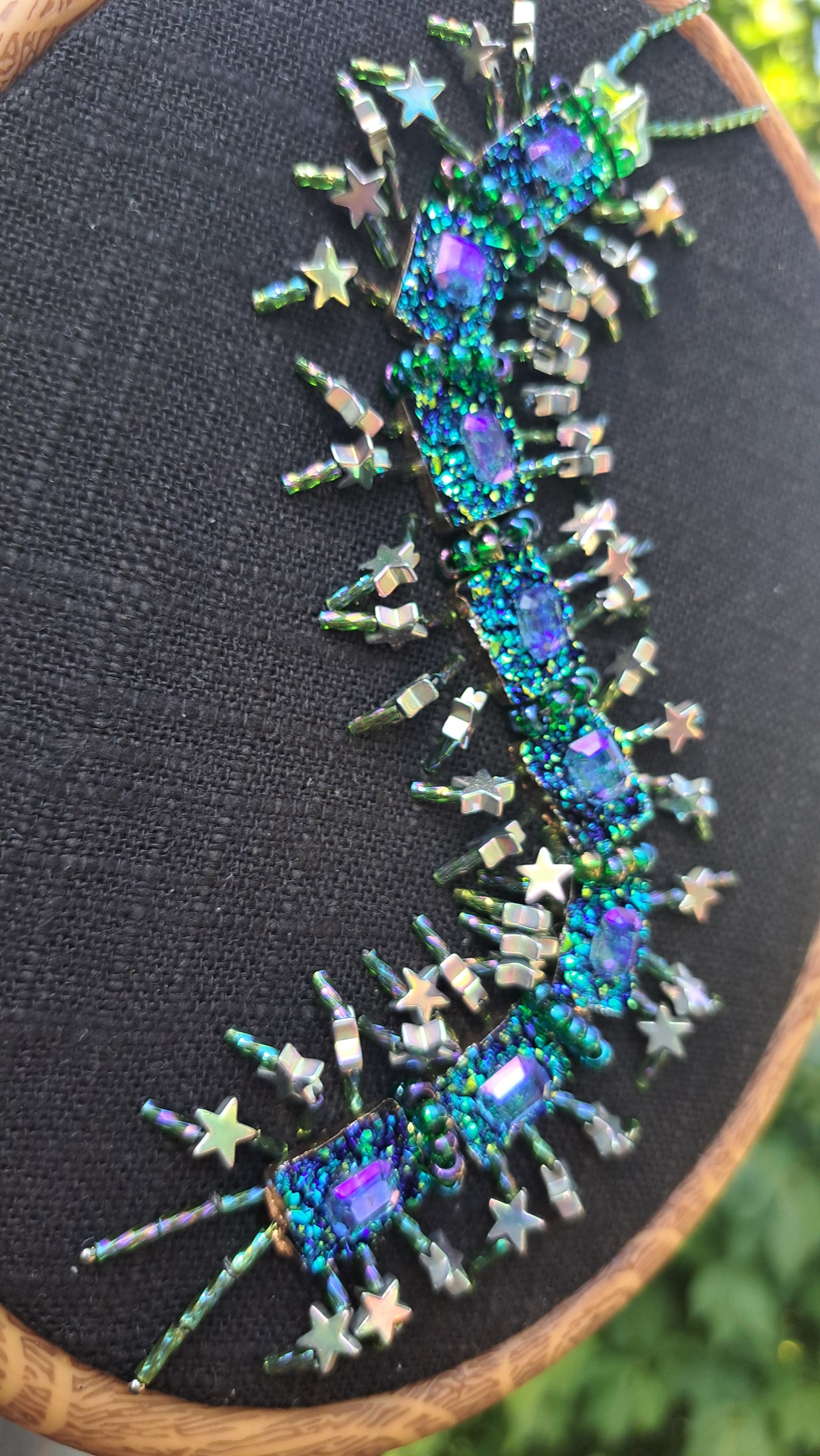 Handcrafted "Galactic Green" Centipede Wall Hanger