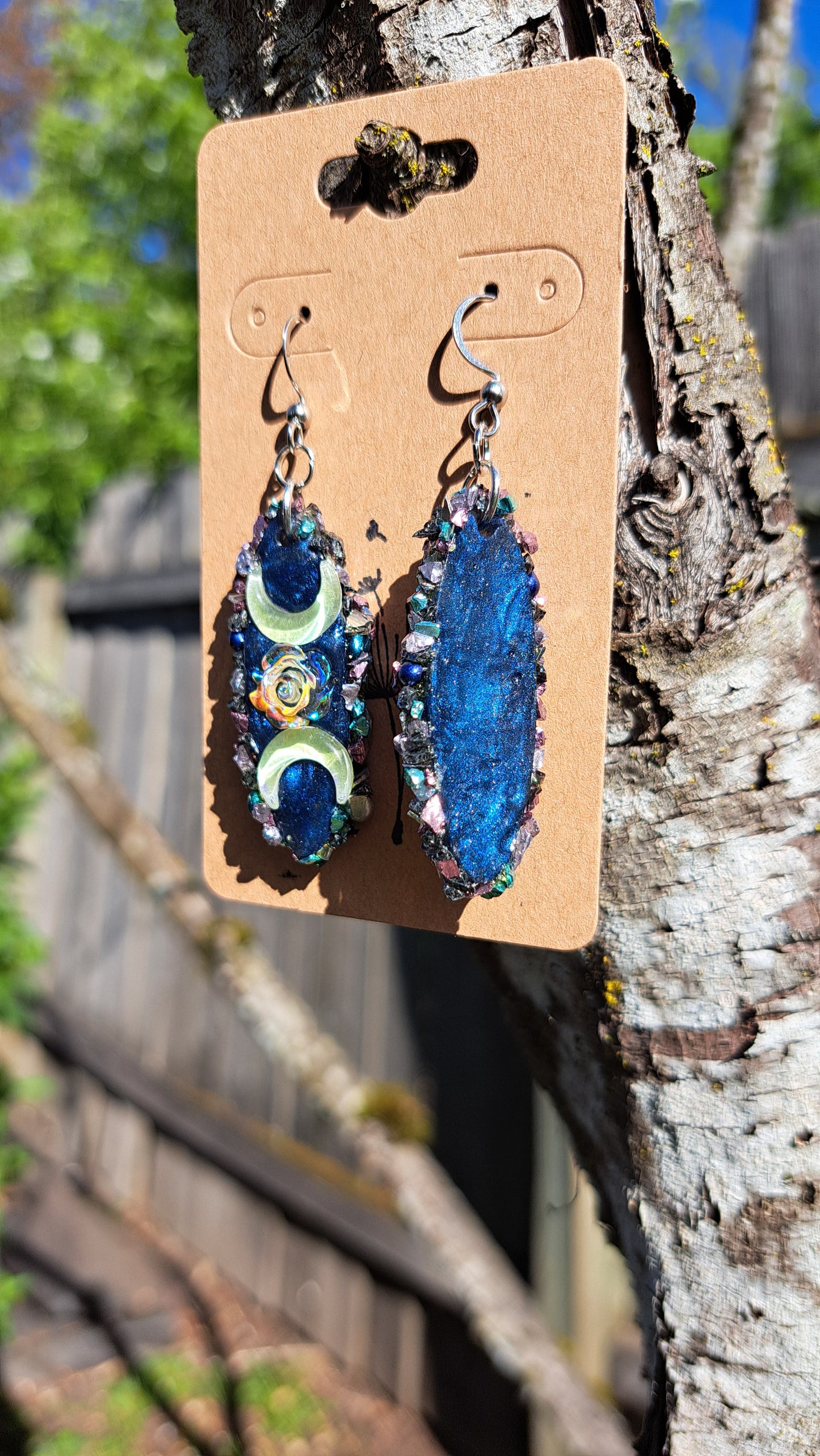 "Moonlight Flowers" Dangle Earrings