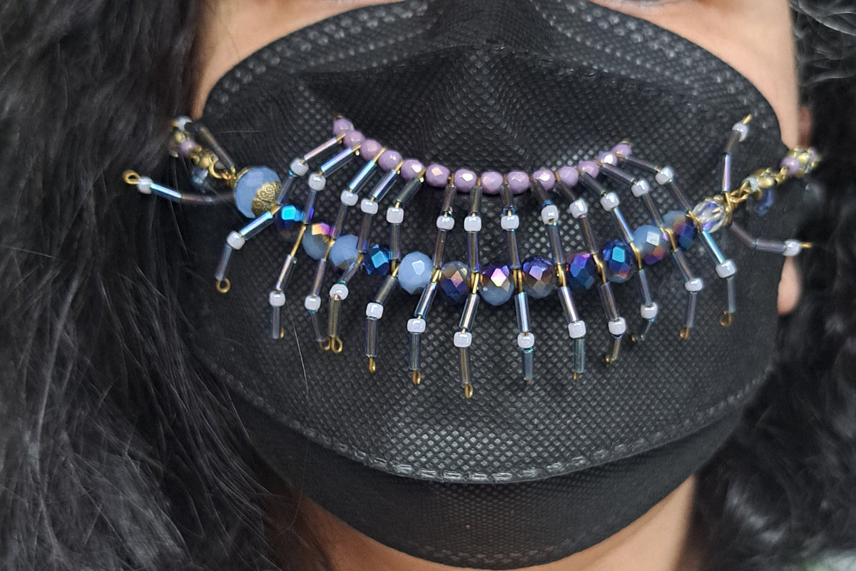 Handcrafted "Dusty Blue Maskipede" Mask Chain