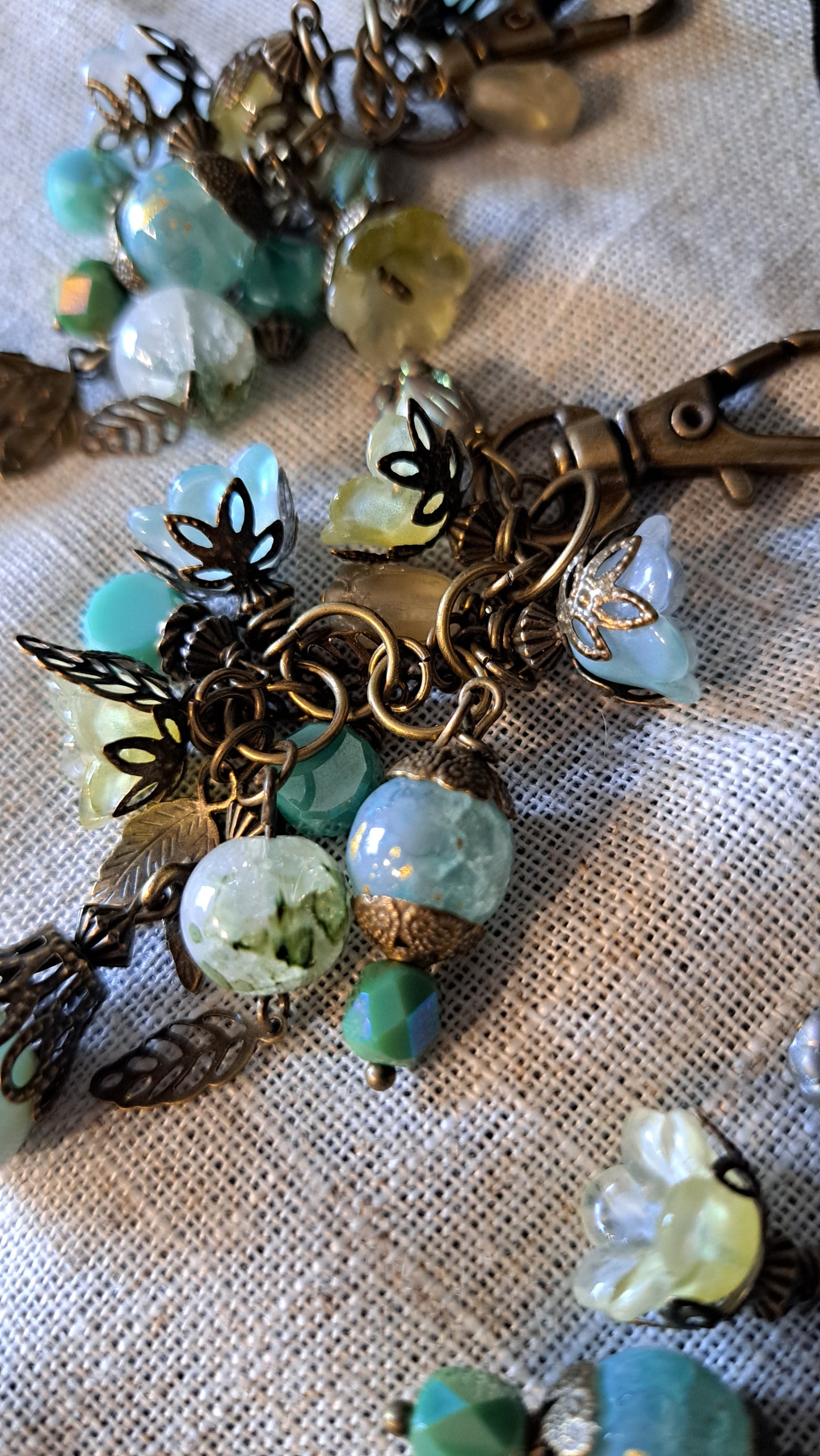 Handcrafted Mossy Flower Dangle Charms