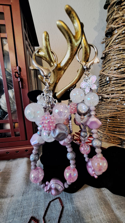 Handcrafted Pink/Silver Charm Dangle