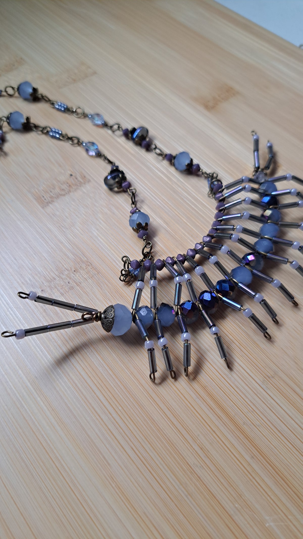 Handcrafted "Dusty Blue" Centipede Bead Necklace