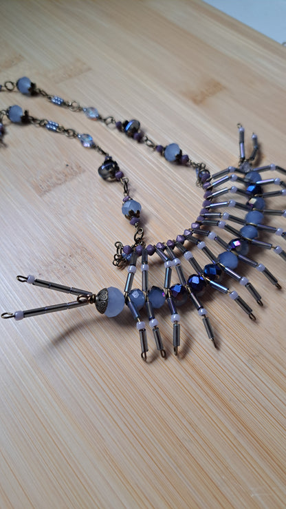 Handcrafted "Dusty Blue" Centipede Bead Necklace