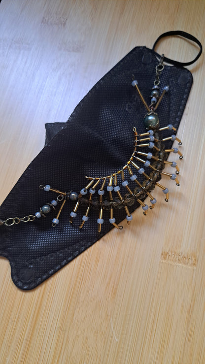 Handcrafted "Green/Gold Maskipede" Mask Chain