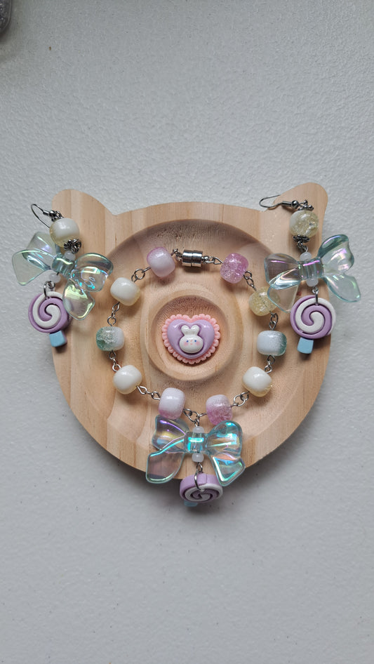 Handcrafted Yummy Pastel Earring/Braclet Set