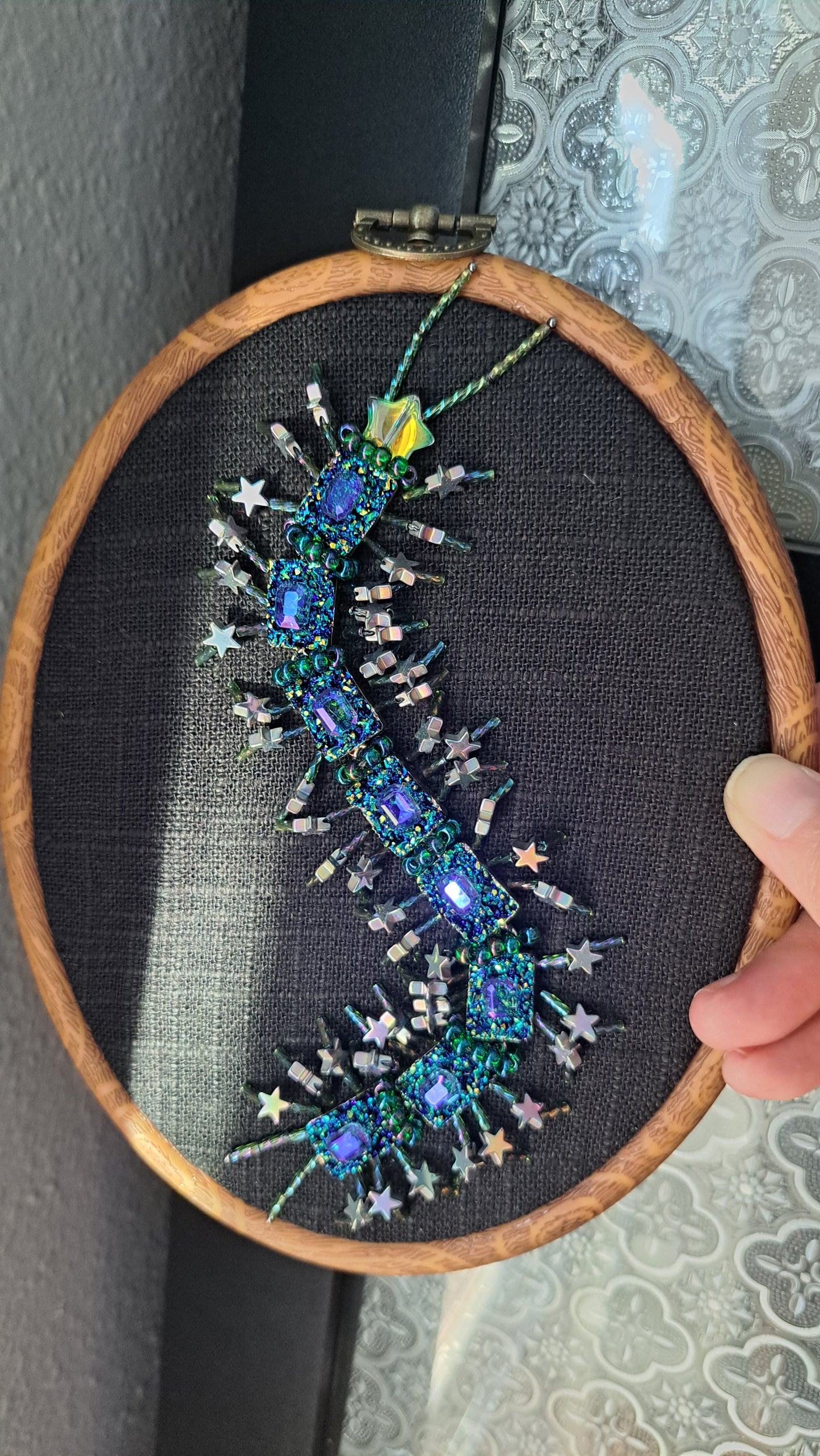Handcrafted "Galactic Green" Centipede Wall Hanger